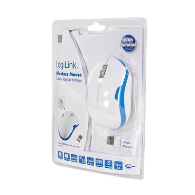 LogiLink optical wireless mouse wireless 2.4GHz 1200dpi Nano USB receiver white blue