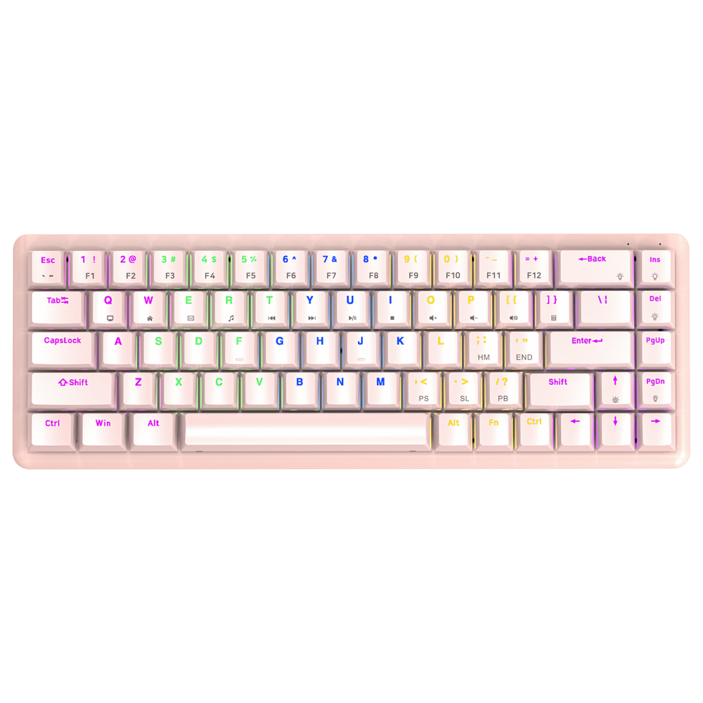 Rampage REBEL Pink Low Profile BLUE SWITCH US Layout Rainbow Mechanical