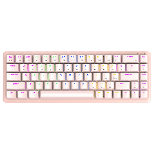 Rampage REBEL Pink Low Profile BLUE SWITCH US Layout Rainbow Mechanical