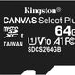 Kingston Flash Memory Card   64 GB with adapter Canvas Select Plus - microSDXC UHS-I -