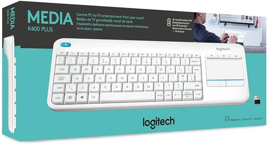 Logitech Wireless Touch Keyboard k400 with Built-in Multi-Touch Touchpad - White