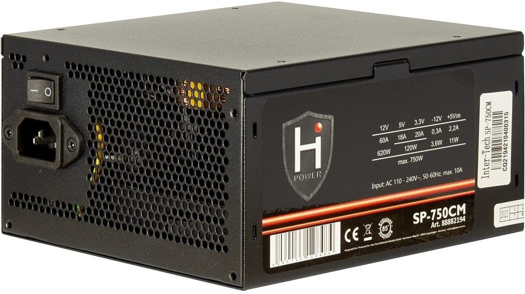 Inter-Tech HiPower SP-750CM Power Supply Unit 750 W 20+4 Pin ATX ATX Black