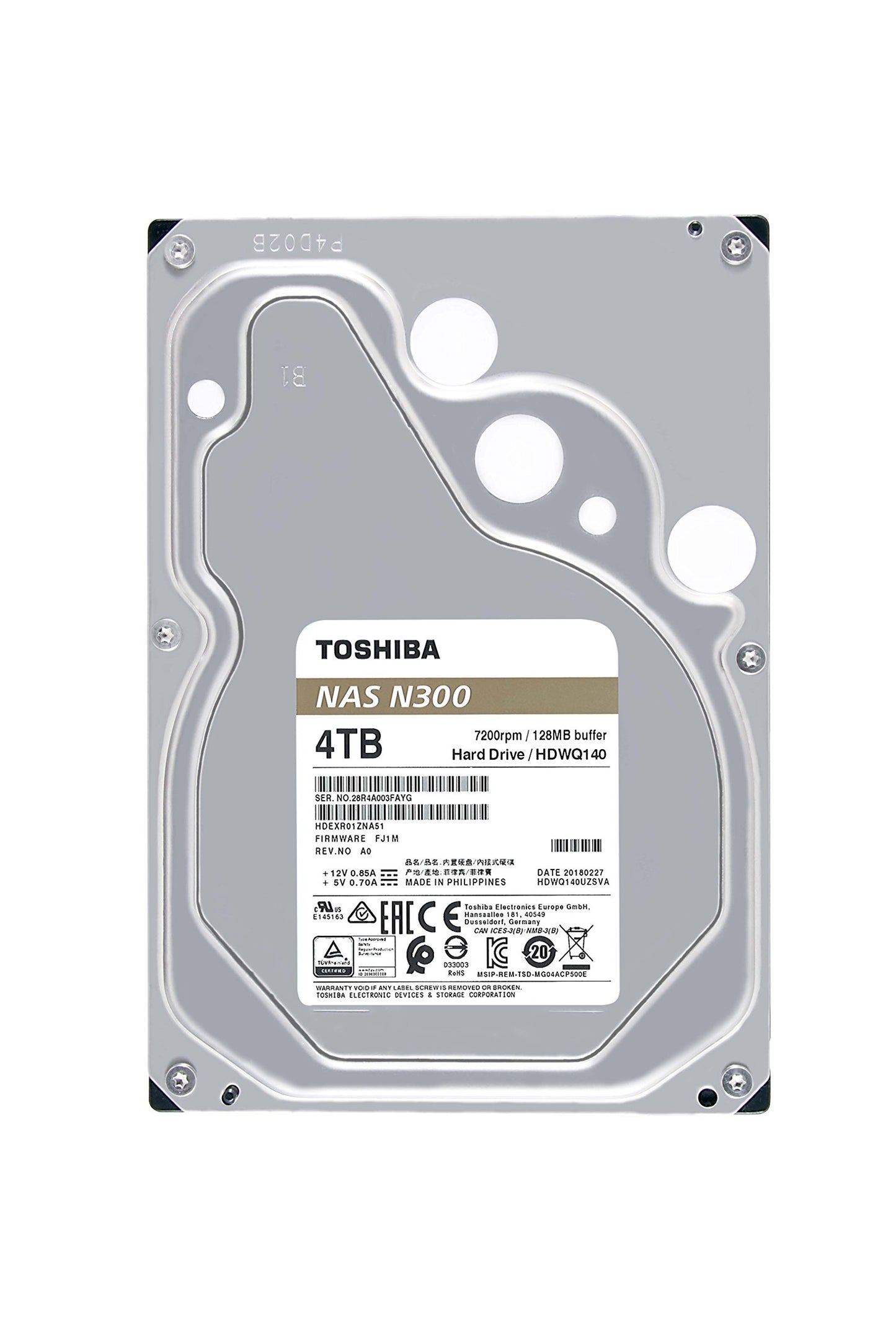 Toshiba 4TB 3.5" SATA 6Gb/s 7200 RPM 128M