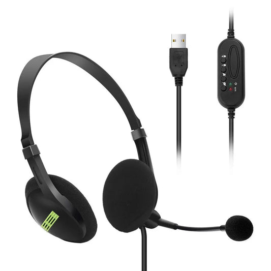 Factory Price OH-106 1.8m Length USB wired Computer Headset with microphone