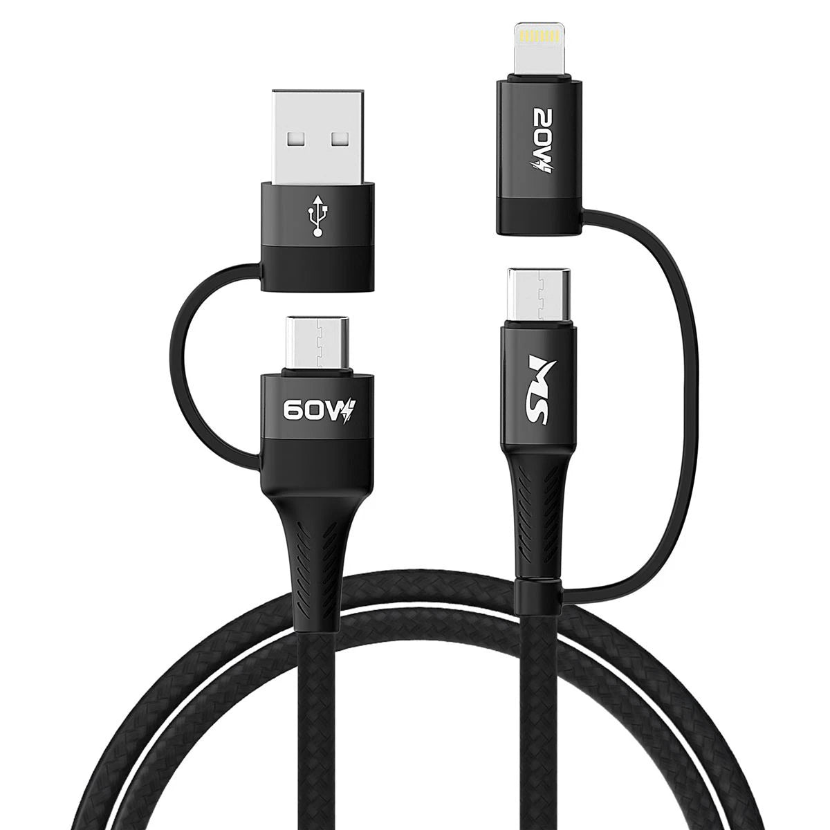 MS CABLE USB-A C ->Type C Lightning, 4-1, PD, 1m, MS, crni