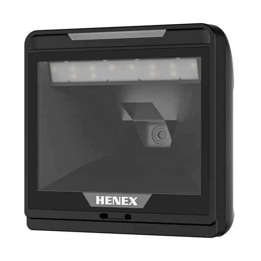 Fixed Mount HENEX HC-7060 2D Desktop Barcode Scanner, Wired (Corded), Omnidirectional Laser