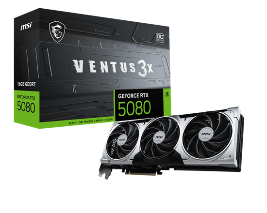 MSI Graphic Card GeForce RTX 5080 16 GB VENTUS 3X OC PLU