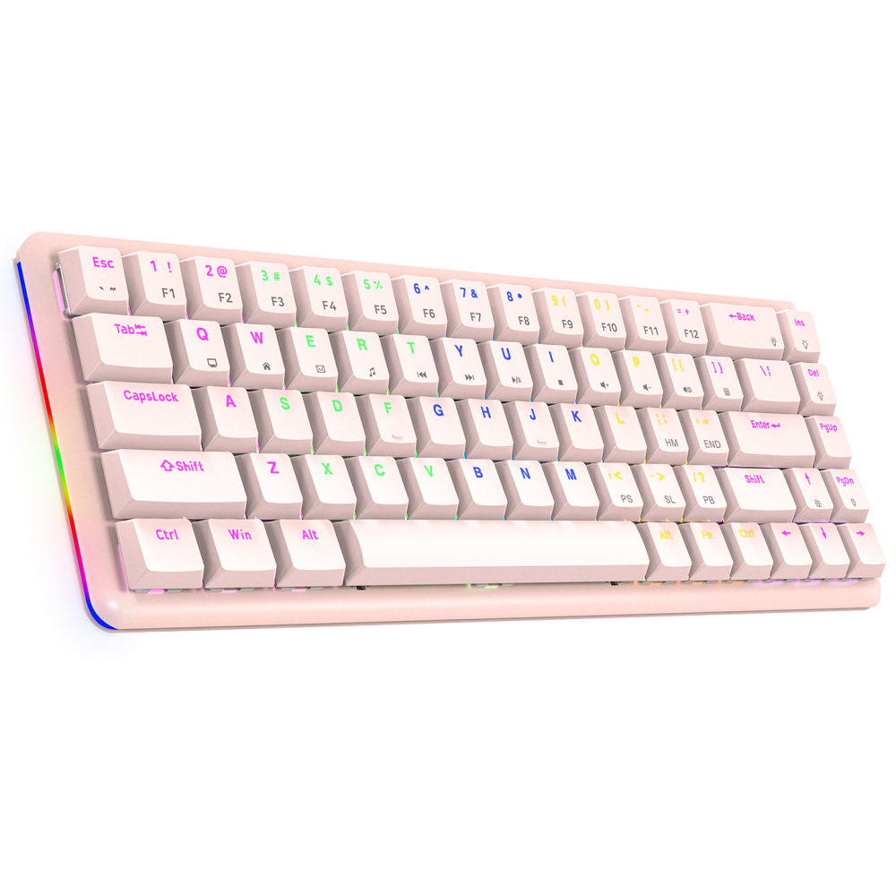 Rampage REBEL Pink Low Profile BLUE SWITCH US Layout Rainbow Mechanical