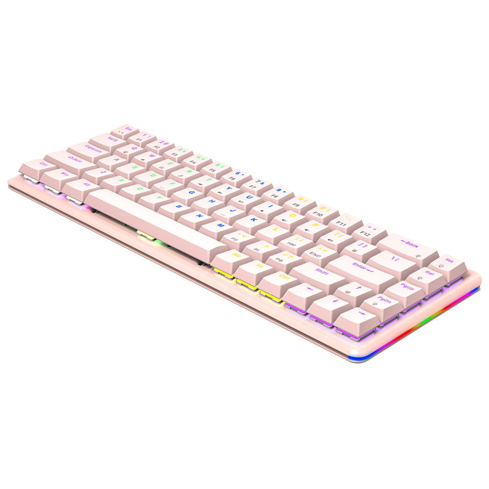 Rampage REBEL Pink Low Profile BLUE SWITCH US Layout Rainbow Mechanical